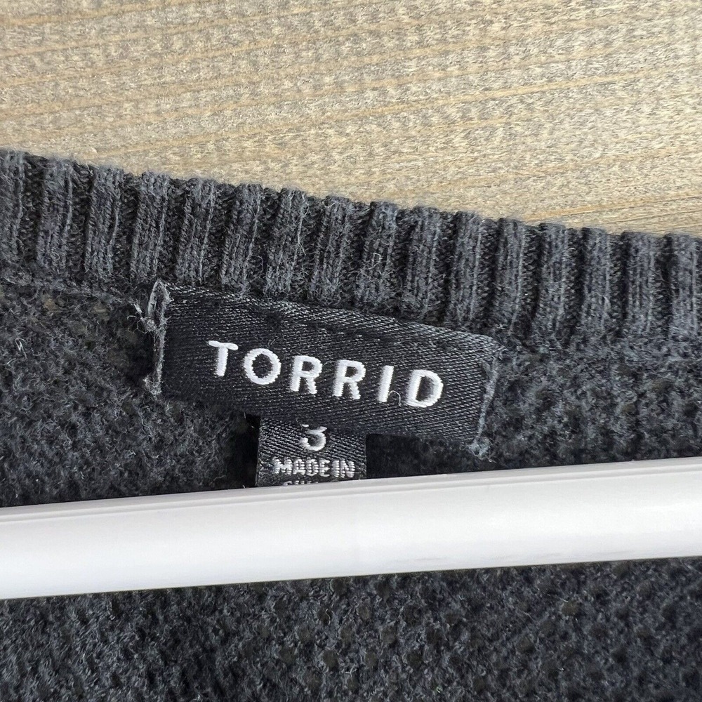 Torrid‎ Womens Sweater Long Sleeve Vneck Open Knit Sweater Sheer Blousy Front 3X - Picture 5 of 5
